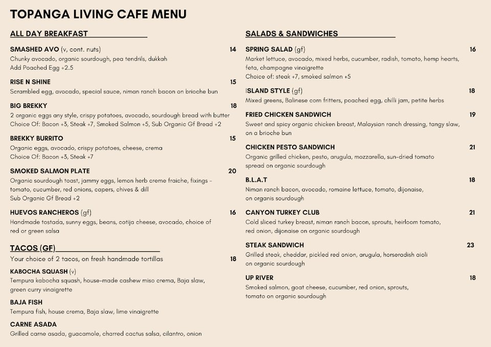 Cafe menu featuring eggs, sandwiches, and espresso.
